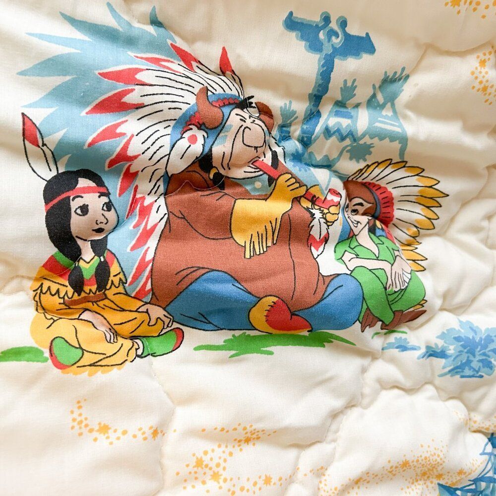 VINTAGE DISNEY Peter Pan Quilted Baby Blanket/Bunting Sleeping Bag Crib - Picture 6 of 9